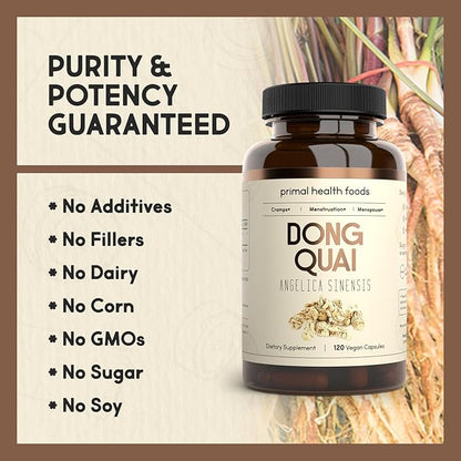 Organic Dong Quai 1000 mg | Female Hormone & Menstrual Support | Vegetarian, Organic, Non-GMO & Gluten Free