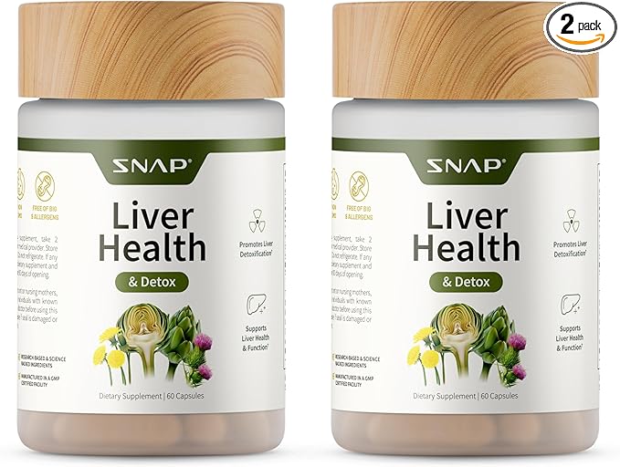 Snap Supplements Liver Health Support Supplement, Natural Liver Cleanse Detox and Repair, 60 Count (Pack of 2)