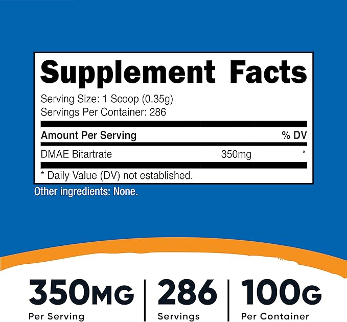 Nutricost Pure DMAE-Bitartrate Powder 100G (2 Bottles)