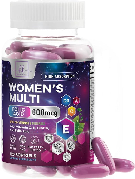 Multivitamin for Women - Vitamin A, C, D, E, and 8 B Vitamins for Energy & Immune Support, with Biotin, Iron & Zinc for Bone & Skin Health, Daily Womens Multivitamin & Minerals - 120 Softgels