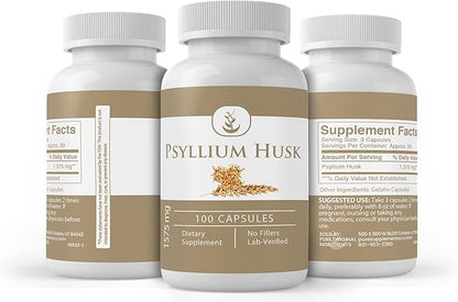 Pure Original Ingredients Psyllium Husk Capsules (100 Capsules) Fiber Powder Supplement, No Additives Or Fillers, Lab Verified