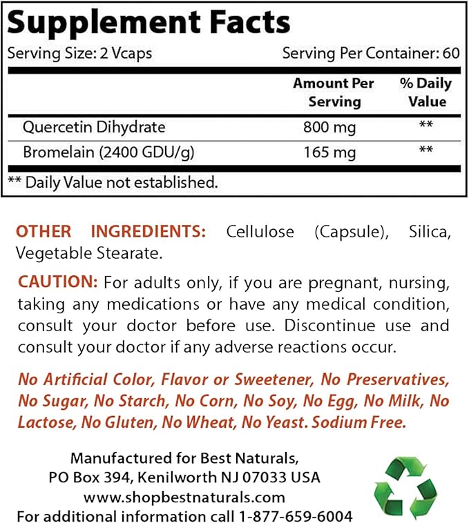 Best Naturals MK-7 100 mcg & Quercetin with Bromelain