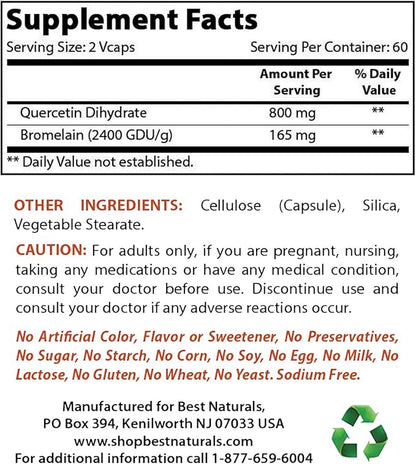 Best Naturals MK-7 100 mcg & Quercetin with Bromelain