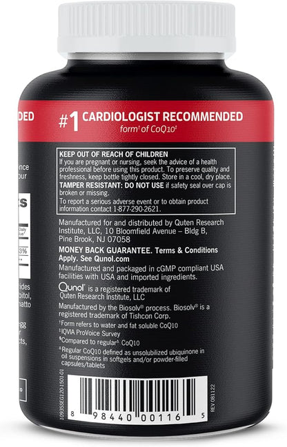Qunol Ultra CoQ10 100mg Softgels- 3x Better Absorption, Antioxidant for Heart Health & Energy Production, Coenzyme Q10 Vitamins and Supplements, 8 Month Supply, 120 Count (Pack of 2)
