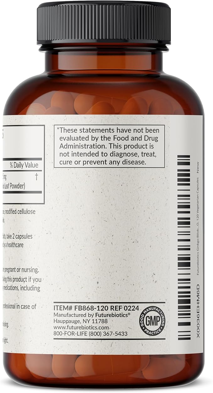 Futurebiotics Ginkgo Biloba Extra Strength Supports Brain Function & Memory Support, 120 Vegetarian Capsules