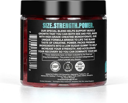 Creatine Monohydrate 4000mg for Men & Women,Creatine Mixed Berry Gummies for Muscle Strength, Builder, Energy Boost, Pre-Workout Supplement, 120 Count (120 Count, Strawberry)