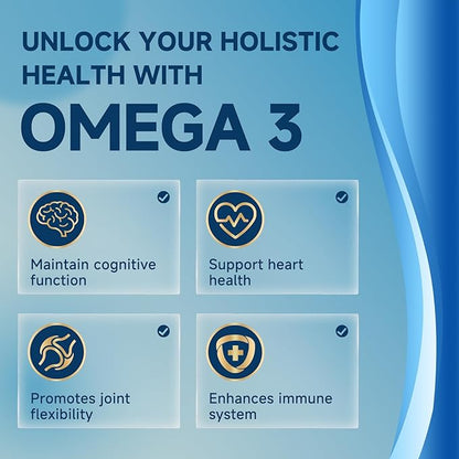 Triple Strength Omega-3 Fish Oil 2000mg with Vitamin E – Ultra High-Potency EPA, DHA & DPA Fatty Acids – Supports Heart, Brain, Eye, Skin & Immune Health – Non-GMO, 120 Softgels