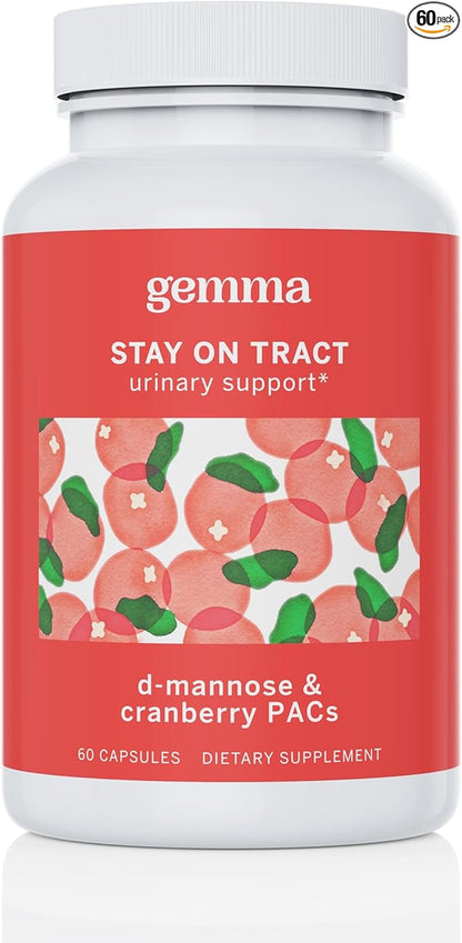 Gemma Stay On Tract Cranberry Supplement - Urinary Tract Support for Women - 36mg of Cranberry PACs and 1,000mg of D-Mannose 60 Count (Pack of 1)
