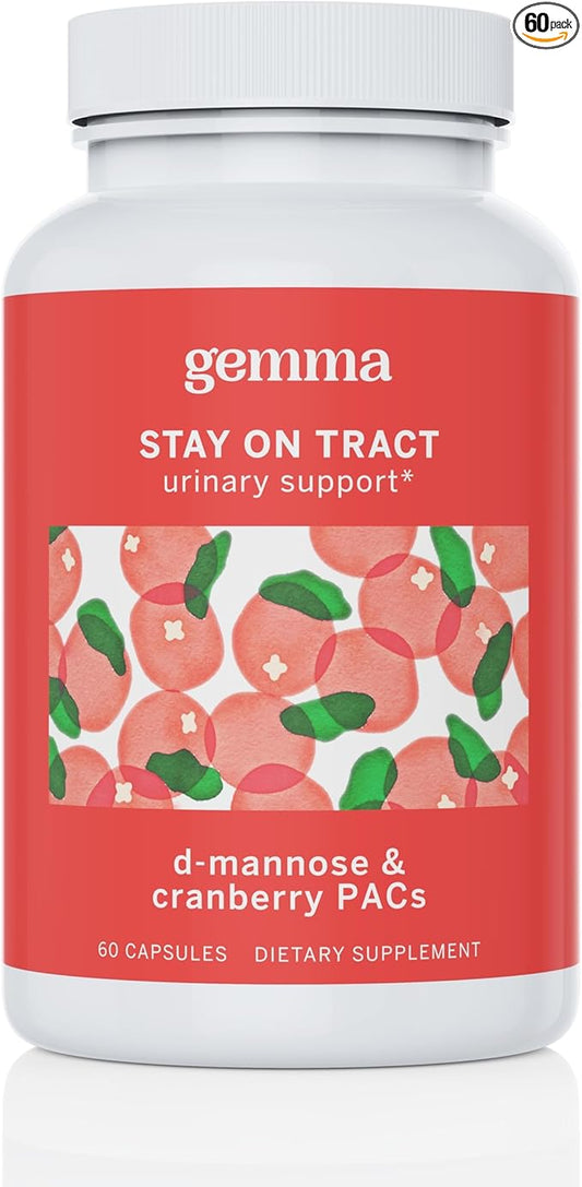 Gemma Stay On Tract Cranberry Supplement - Urinary Tract Support for Women - 36mg of Cranberry PACs and 1,000mg of D-Mannose 60 Count (Pack of 1)