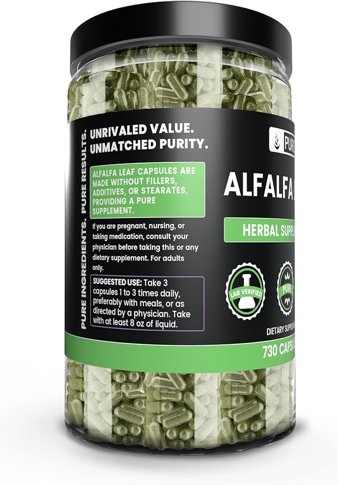Pure Original Ingredients Alfalfa Leaf (730 Capsules) No Magnesium Or Rice Fillers, Always Pure, Lab Verified