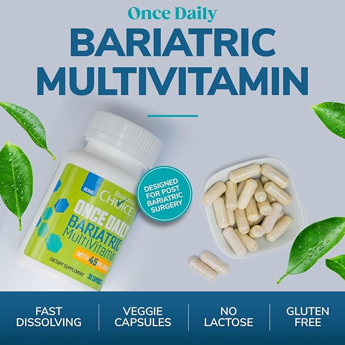 Bariatric Choice Once-Daily Bariatric Multivitamin with 45 mg of Iron | Easy to Swallow Capsule | Vitamin for Bariatric Surgery Patients | 30 Count (1-Month Supply)