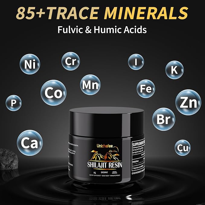 Shilajit Resin for Men and Women, Pure Himalayan Organic 100% Shilajit Natural Resin Mineral Holistic Health Supplements with 85+ Trace Minerals & Fulvic Acid for Energy -60g