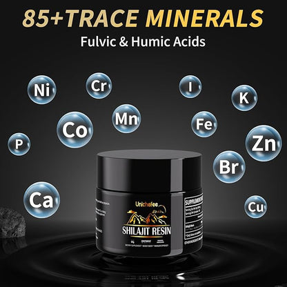 Shilajit Resin for Men and Women, Pure Himalayan Organic 100% Shilajit Natural Resin Mineral Holistic Health Supplements with 85+ Trace Minerals & Fulvic Acid for Energy -60g