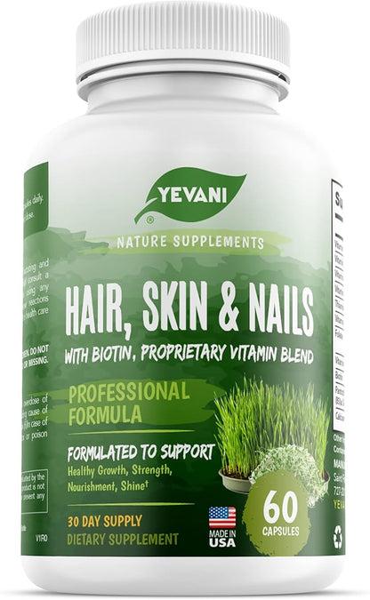 100% Pure Hair, Skin, and Nails Vitamins with Biotin Super Blend Formula, Designed to Support Radiant Beauty, Hair, Skin and Nail Health for Both Women and Men