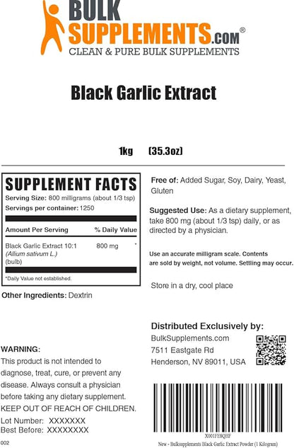 BulkSupplements.com Black Garlic Extract - Antioxidants Supplement - Blood Circulation Supplements - Garlic Supplements - Aged Garlic Extract - Black Garlic Supplement (5 Kilograms - 11 lbs)