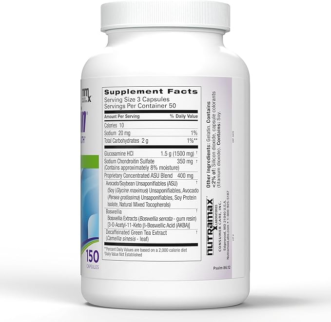 Nutramax Cosamin® ASU Joint Health Supplement with Glucosamine, Chondroitin & ASU for Men’s & Women's Joint Health, 150 Capsules