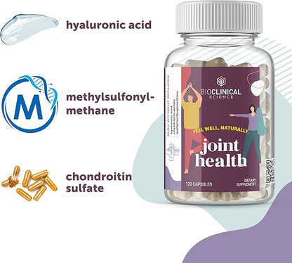 Joint Health - Scientifically formulated with Chondroitin Sulfate, Hyaluronic Acid, and Methylsulfonylmethane - 120 Capsules - 60 Day Supply