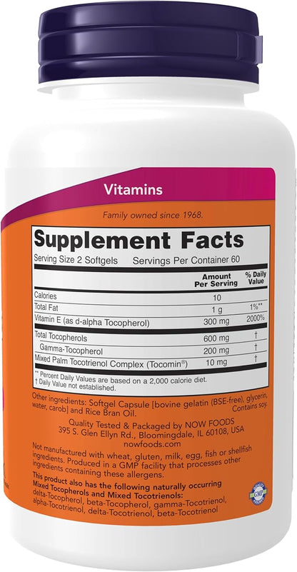 NOW Supplements, Advanced Gamma E Complex, Mixed Tocopherols & Tocotrienols, Antioxidant Protection*, 120 Softgels