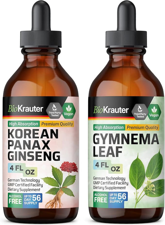 BIO KRAUTER Gymnema Tincture 4 Fl. Oz. & Ginseng Tincture 4 Fl. Oz.