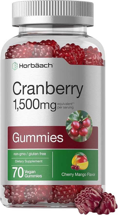 Horbäach Cranberry Gummies | 70 Count | Vegan, Non-GMO, and Gluten Free Supplement | High Potency Extract Formula