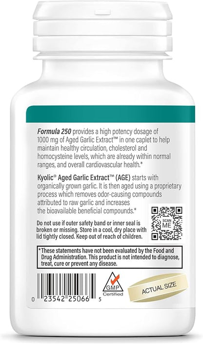 Kyolic Aged Garlic Extract Formula 250, Cardiovascular Health, One Per Day, 60 Vegan Capsules (Packaging May Vary)