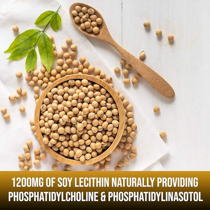 Soy Lecithin Capsules 1200mg (One a Day, 100 Softgels) Immune Support Supplement Rich in Phospholipids Supports Metabolism, Brain & Heart Health & Cell Functions Made in The USA Non-GMO by Neonutrix