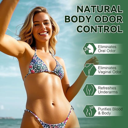 Body Deodorizing Supplement, Chlorophyll Capsules with Parsley & Peppermint, Probiotic, Green Tea, Jerusalem Artichoke, Prebiotic, Supports Fresh Breath & Whole-Body Freshness, 120 Capsules