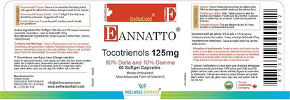 Eannatto Tocotrienols Vitamin E Supplements Tocopherol Free, Supports Immune Health, Non-GMO, Gluten Free & Antioxidant (125MG 60 Softgels)