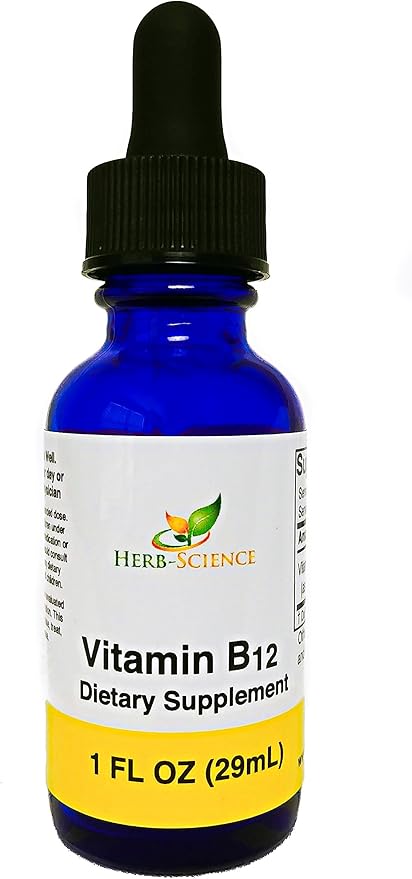 Liquid Vitamin B12 – Cold-Pressed, High Absorption, Vegan, Alcohol-Free, Sublingual B12 Drops, Cyanocobalamin, No Artificial Flavors, Blue Cobalt Glass Bottle for Maximum Freshness - 1 oz