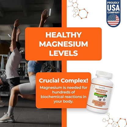 Magnesium Glycinate Citrate Malate Aspartate Gluconate, 5 in 1 Formula, 120 Purified Veggie Capsule, 1000 mg, Gluten Free, Non-GMO, 60 Days Serving