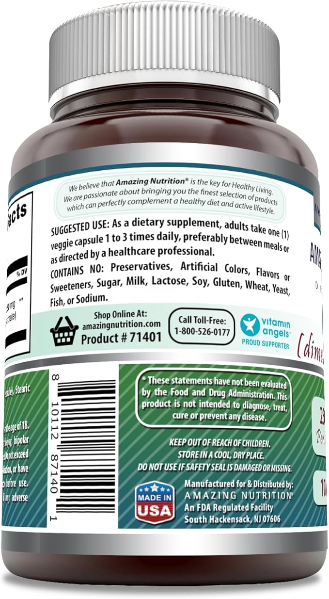 Amazing Formulas DMAE Supplement | 250 Mg Per Serving | 200 Veggie Capsules | Non-GMO | Gluten Free | Made in USA