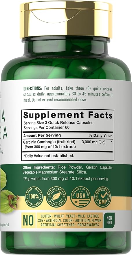Carlyle Garcinia Cambogia Extract | 3000mg | 180 Capsules | Non-GMO, Gluten Free Supplement