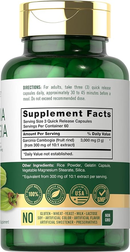 Carlyle Garcinia Cambogia Extract | 3000mg | 180 Capsules | Non-GMO, Gluten Free Supplement
