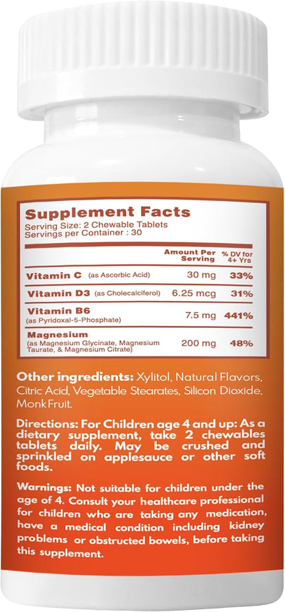 VAL Magnesium for Kids | High-Absorption Magnesium for Calm, Relaxation & Focus | Mg Glycinate, Citrate & Taurate | with Vitamin B6, D & C | Sugar-Free, Non-GMO | Lemonade | 60 Chewable Tablets