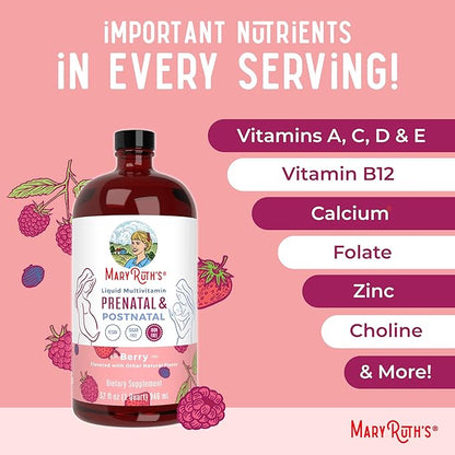 MaryRuth Organics Postnatal & Prenatal Vitamins for Women | Sugar Free | Womens Multivitamin for Pre-Conception, Pregnancy & Nursing | Ginger | Selenium | Folate | Vegan | Non-GMO | Gluten Free | 32oz