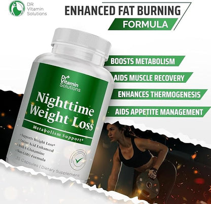 DR. Vitamin Nighttime Fat Burner Supplements - Appetite Suppressants for Weight Loss - Night-Time Fat Burner for Women and Men Supporting Sleep & Relaxation - Metabolism Booster Weight Loss Pills - 35