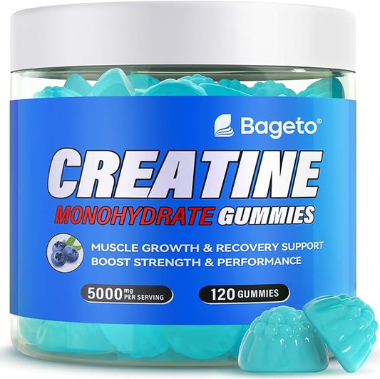 Creatine Monohydrate Gummies 5000mg for Men & Women, Gomitas de Creatina 5g Creatine Monohydrate, 0g Sugar Chewables Creatine Pre-Work Out for Muscle Strength, Vegan,120 Count, Blueberry Flavor