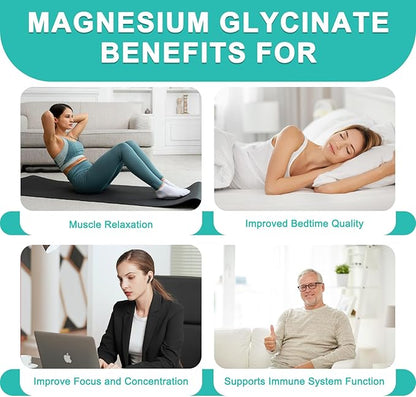 Magnesium Glycinate Gummies, Premium Magnesium Gummies, Magnesium Glycinate Supplement for Relaxation, Stress Relief and Sleep, Suitable for Adults and Children-60 Blueberry Flavor