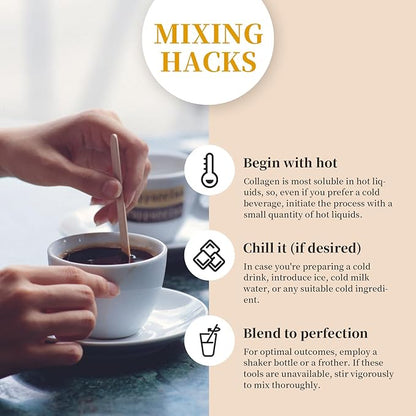 Instant Collagen Coffee with Vitamin C, B7, B9, Collagen Peptide Powder with Reseratrol, Carnosine for Hair Skin Nails Bones