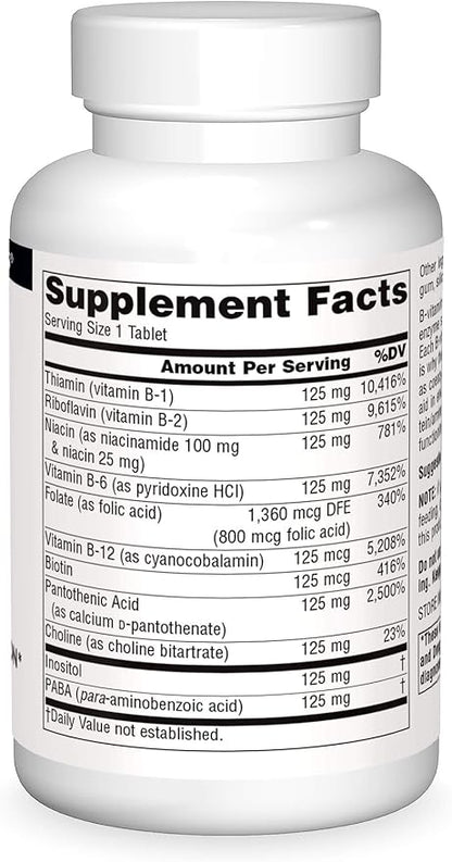 Source Naturals B-125, 125 mg B-Vitamins for Energy Production Support - 90 Tablets