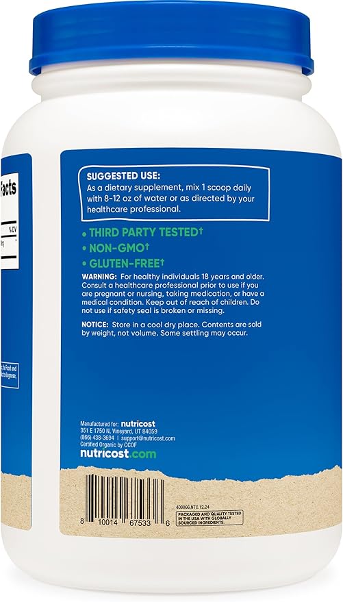 Nutricost Organic Spirulina Powder 2 LB - Pure, Certified Organic Spirulina