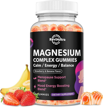 Magnesium Glycinate Gummies for Women, High Absorption Magnesium Supplement with Menopause Support Blend, Magnesium & Hormone Balance for Sleep Support, Vegan, 60 Chews