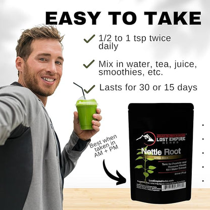 Stinging Nettle Root (Urtica Dioica) 10:1 Full-Spectrum Water Extract Powder Supplement for Men, Urinary Function (75 Grams)