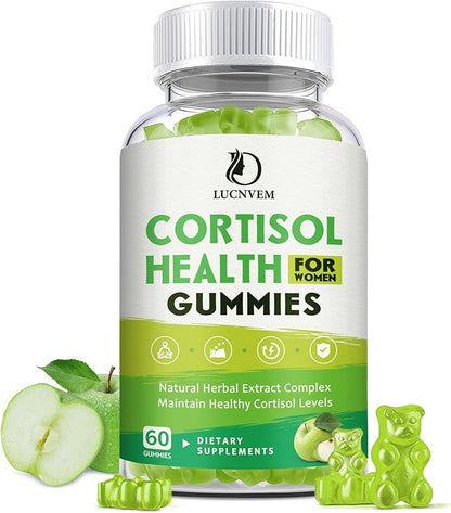 Cortisol Supplements Gummies for Women, Magnesium Ashwagandha Rhodiola Rosea and L-theanine Complex for Women, Maintain Healthy Cortisol Levels - 30 Day Vegan Supply