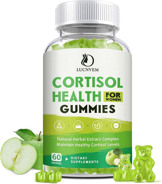 Cortisol Supplements Gummies for Women, Magnesium Ashwagandha Rhodiola Rosea and L-theanine Complex for Women, Maintain Healthy Cortisol Levels - 30 Day Vegan Supply
