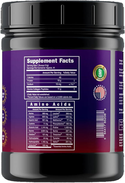 Simply Collagen® Hydrolyzed Collagen Peptides - Enhances & Strengthens Hair, Skin, Nails, Bones & Joints - Grass Fed, Type I & III - 41 Servings Per Container