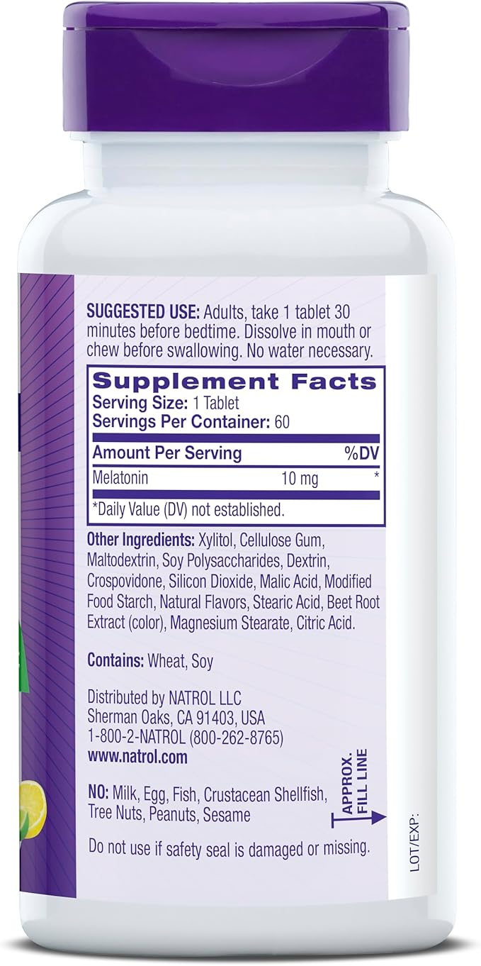 Natrol Fast Dissolve Melatonin 10 mg, Melatonin Supplements for Restful Sleep, Sleep Support for Adults, 60 Citrus-Flavored Tablets, Up to a 60 Day Supply