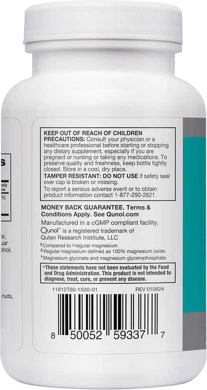Qunol Magnesium Glycinate Complex, Gentle on Stomach, 250mg One Pill Dose, Superior-Absorption Magnesium, Nerve, Bone and Muscle Health Supplement, 60 Count (Pack of 1)