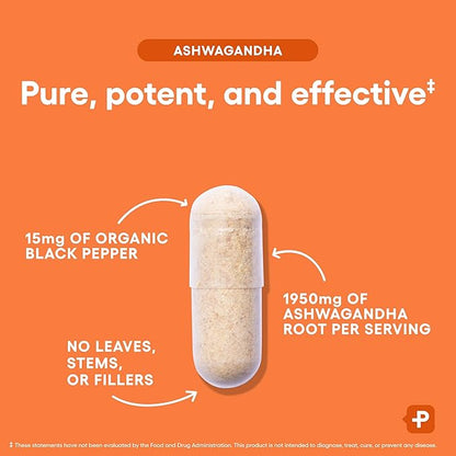 Physician's CHOICE Ashwagandha Supplement - 1950mg of Bioavailable Organic Ashwagandha Root Powder - Black Pepper Extract, Stress Support, Mood Support Supplement, 90 Veggie Ashwagandha Capsules