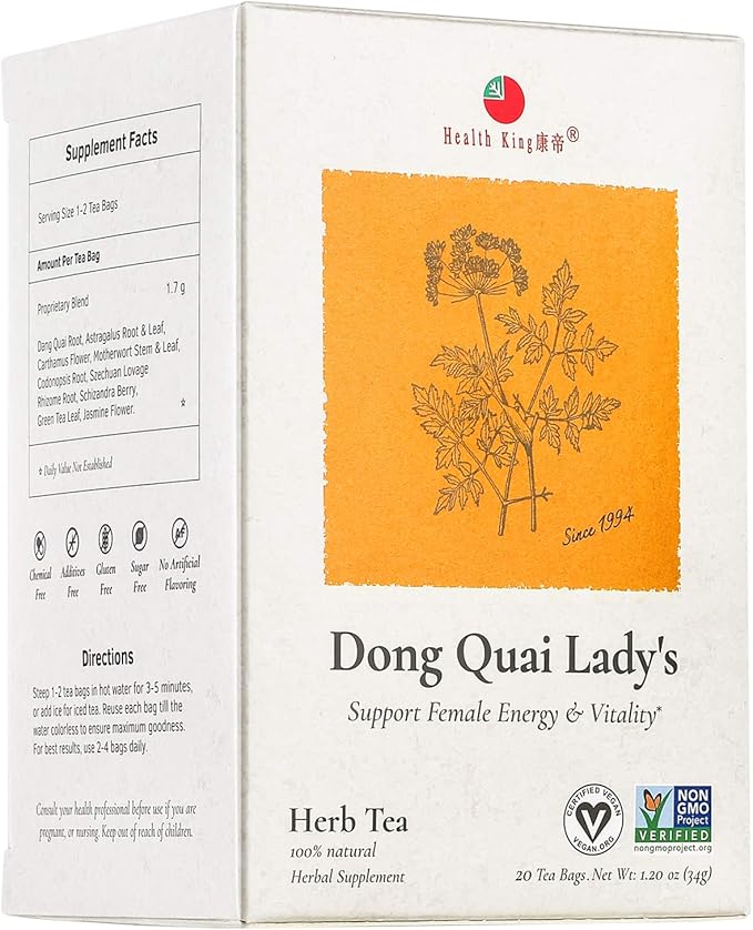 Health King Dong Quai Lady's Herb Tea, Teabags, 20 Count Box